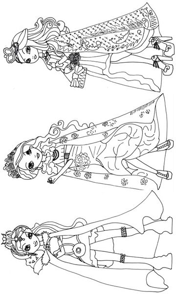 kolorowanka Ever After High malowanka do wydruku postacie z bajki i lalki dla dziewczynek, do pokolorowania kredkami, obrazek nr 39